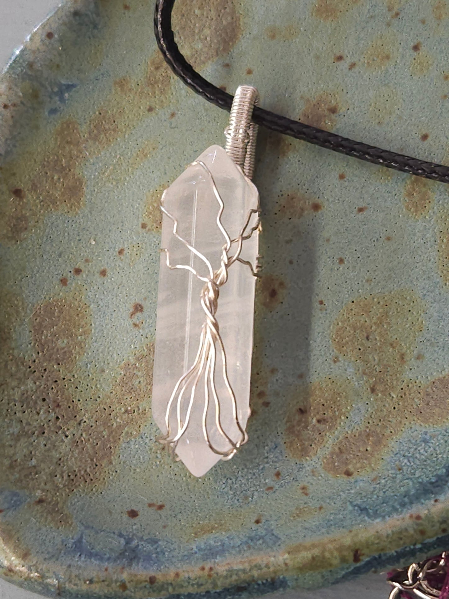 Silver Tree of Life Quartz Crystal Point