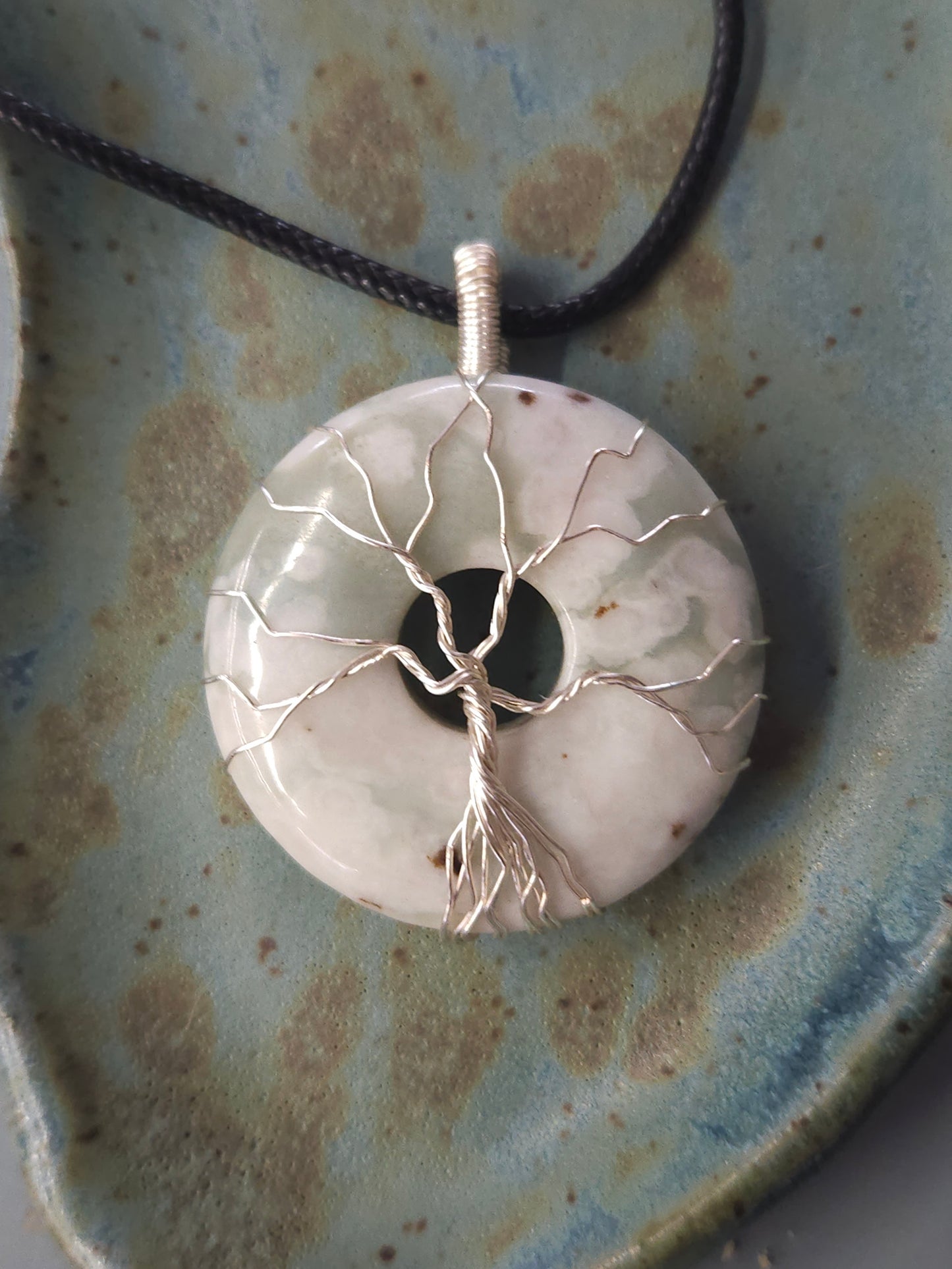 Silver Tree of Life on Stone Donut