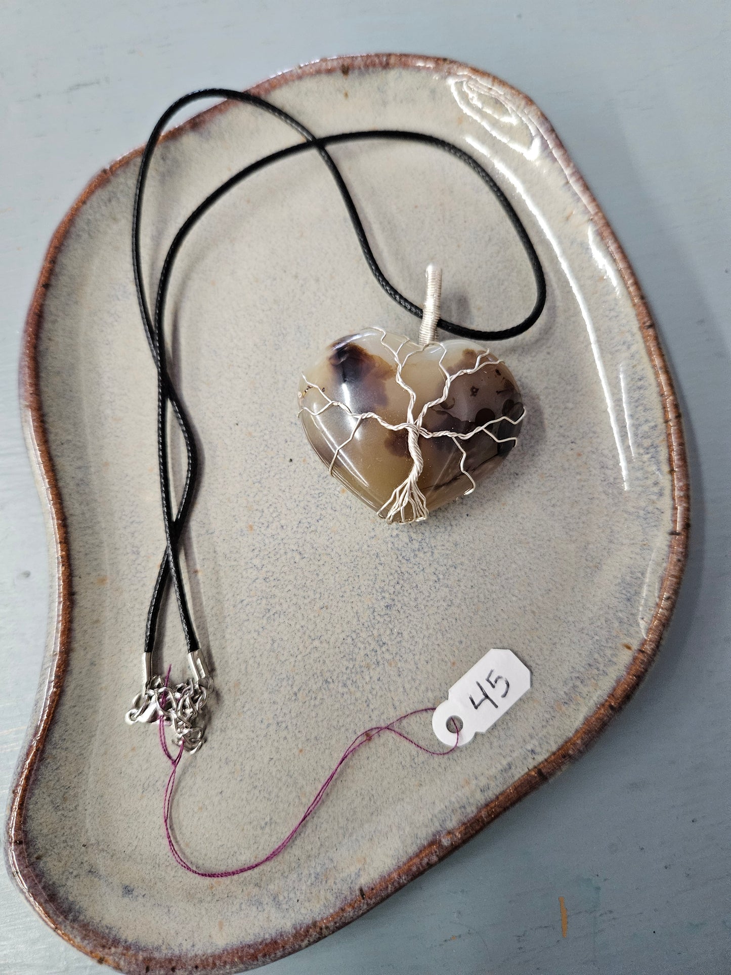 Sterling Silver Tree of Life on Stone Heart