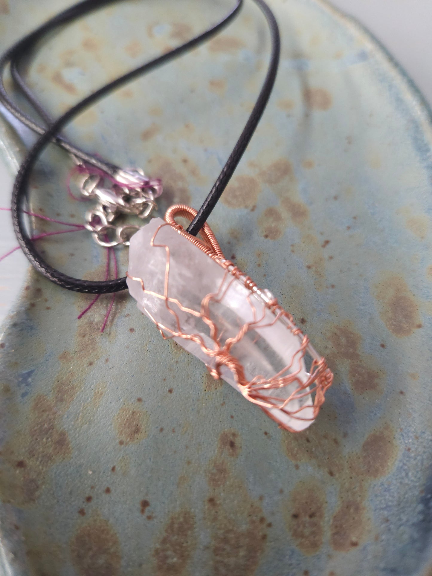 Copper Tree of Life on Quartz Crystal Point