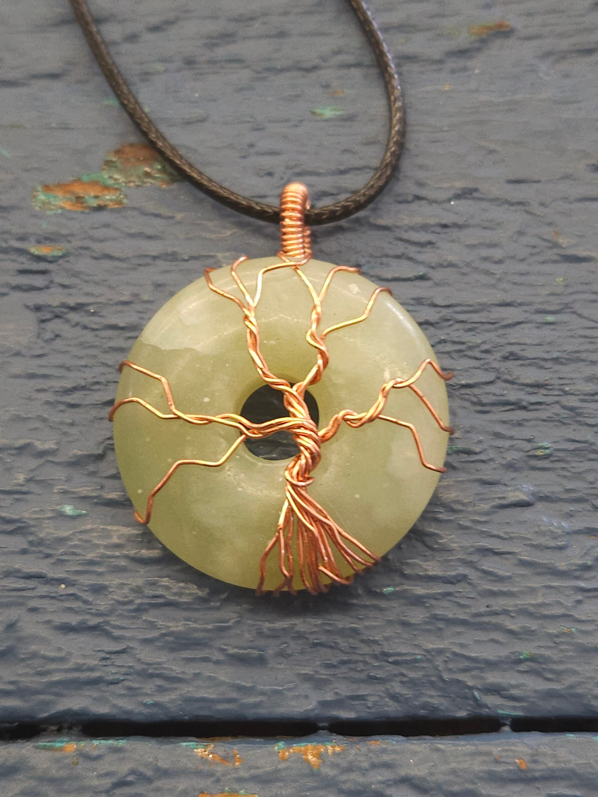 Copper Tree of Life on Aventurine Donut