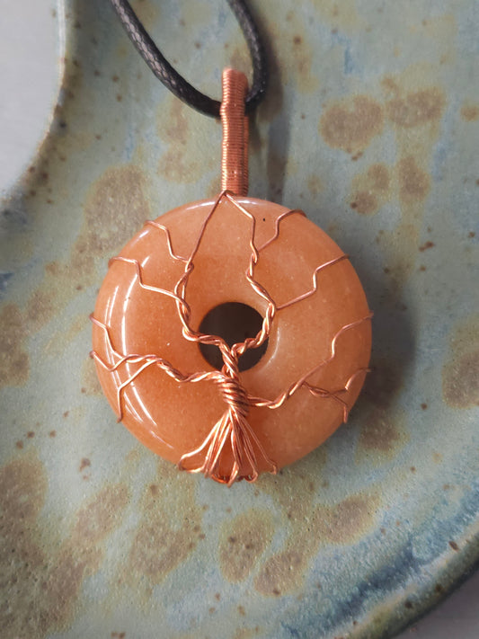 Copper Tree of Life on Carnelian Donut