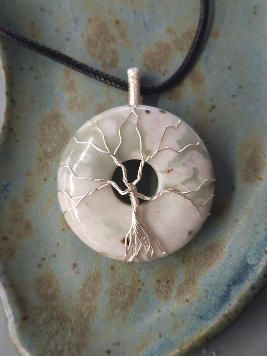 Silver Tree of Life on Stone Donut