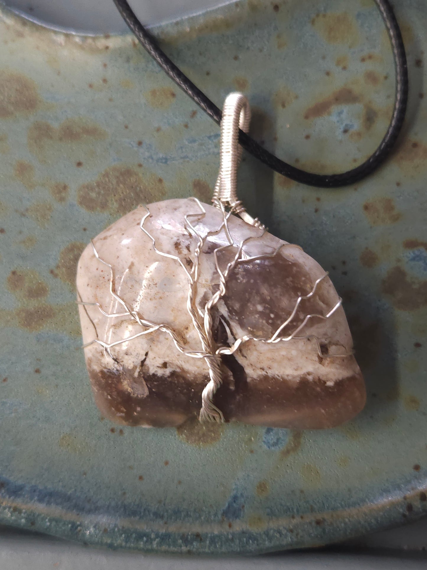 Silver Tree of Life on Agate