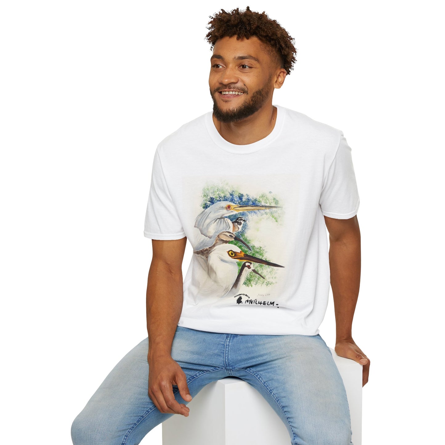 Heron Watercolor T-Shirt — Elegant Bird Art Tee