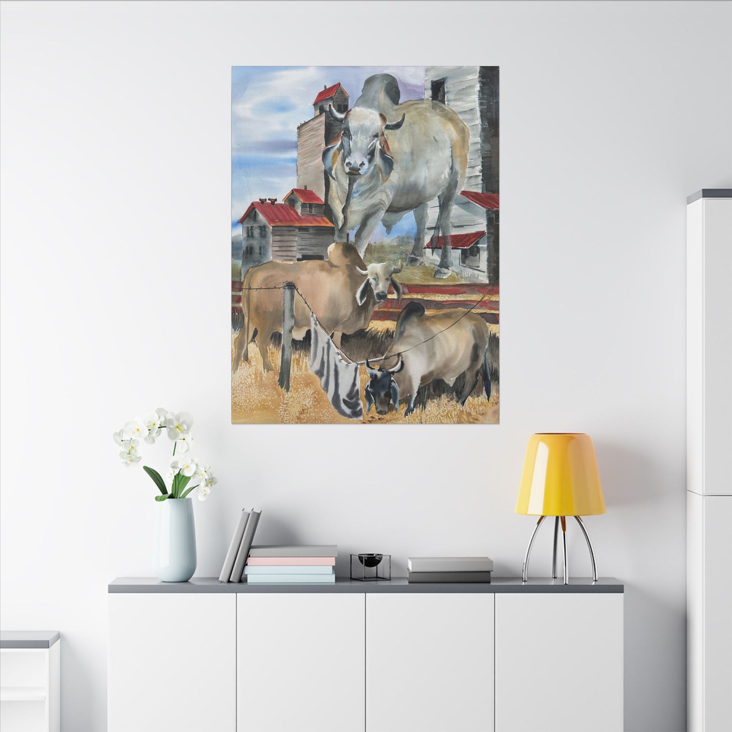 Rustic Farm Cattle Canvas Print — Pastoral Barnyard Wall Art