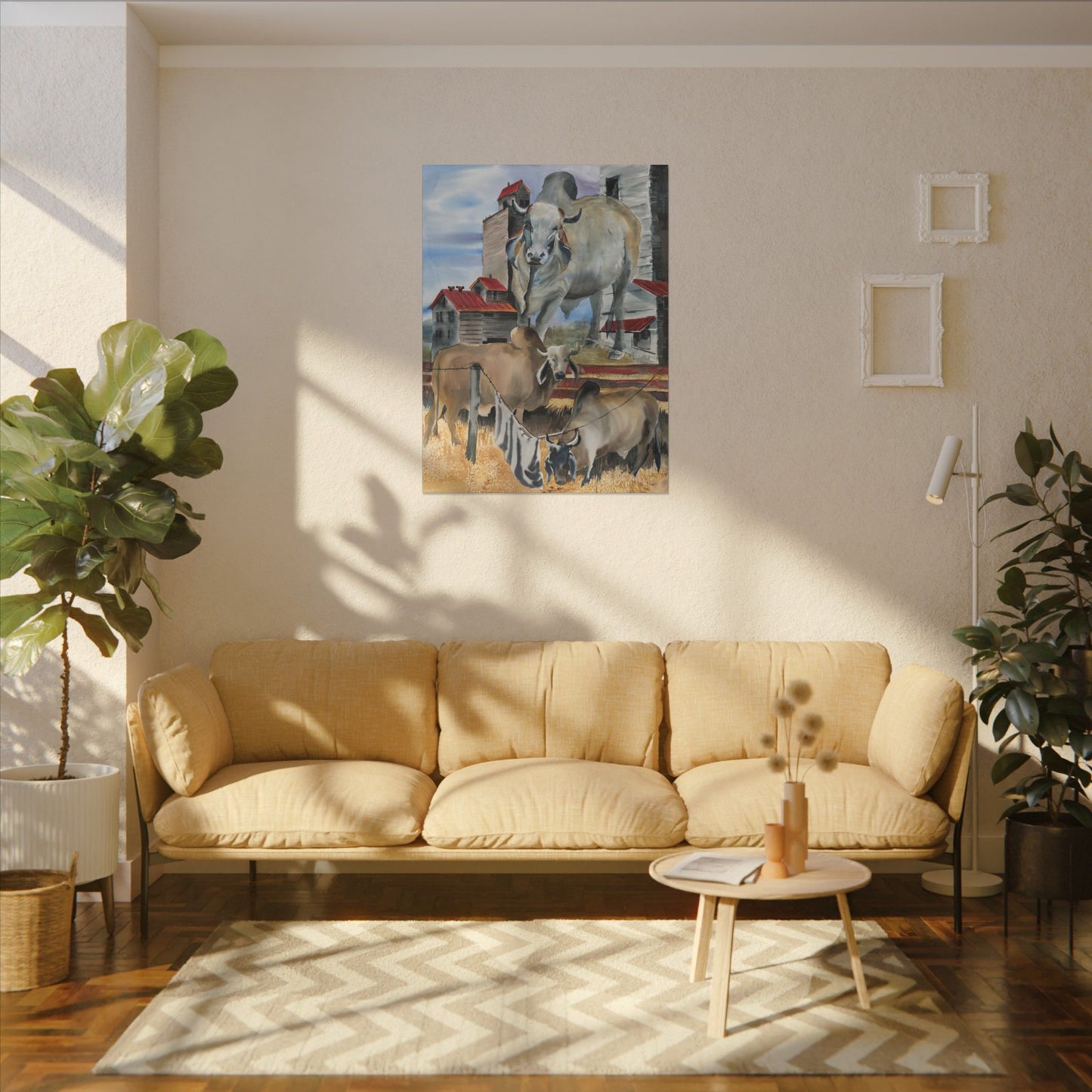 Rustic Farm Cattle Canvas Print — Pastoral Barnyard Wall Art