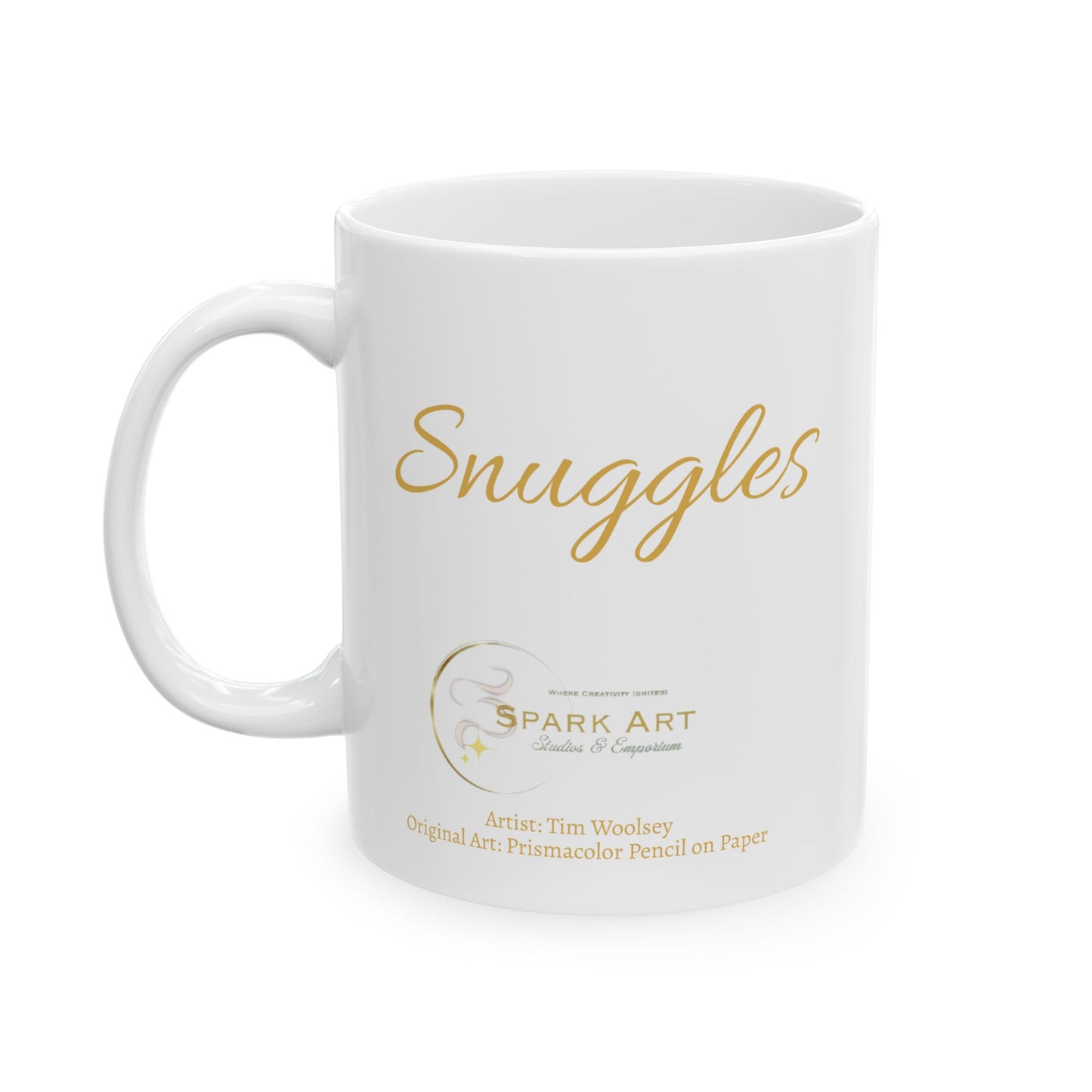Cat Art Ceramic Mug — Whimsical Mushroom Illustration Coffee Cup (11oz, 15oz)