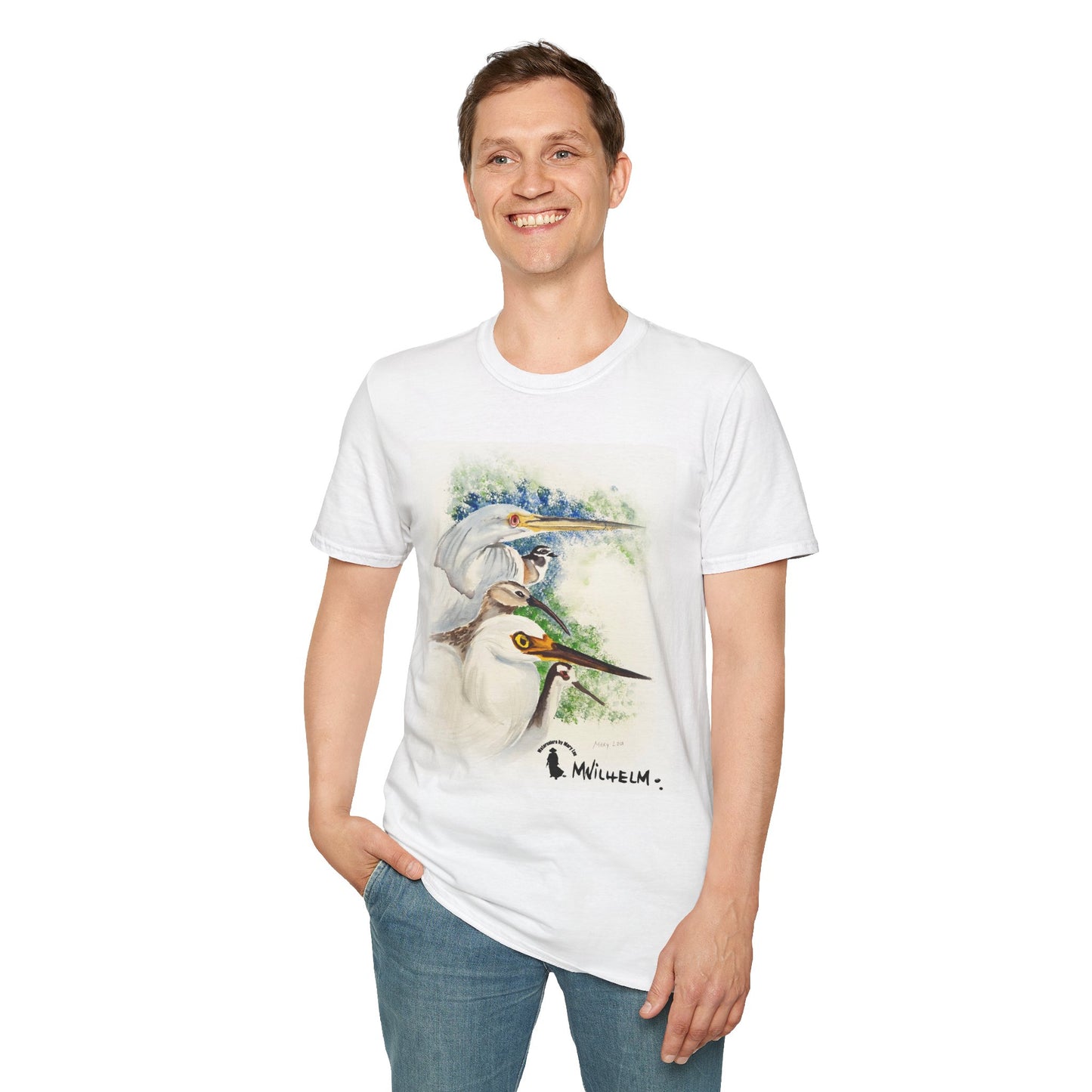 Heron Watercolor T-Shirt — Elegant Bird Art Tee