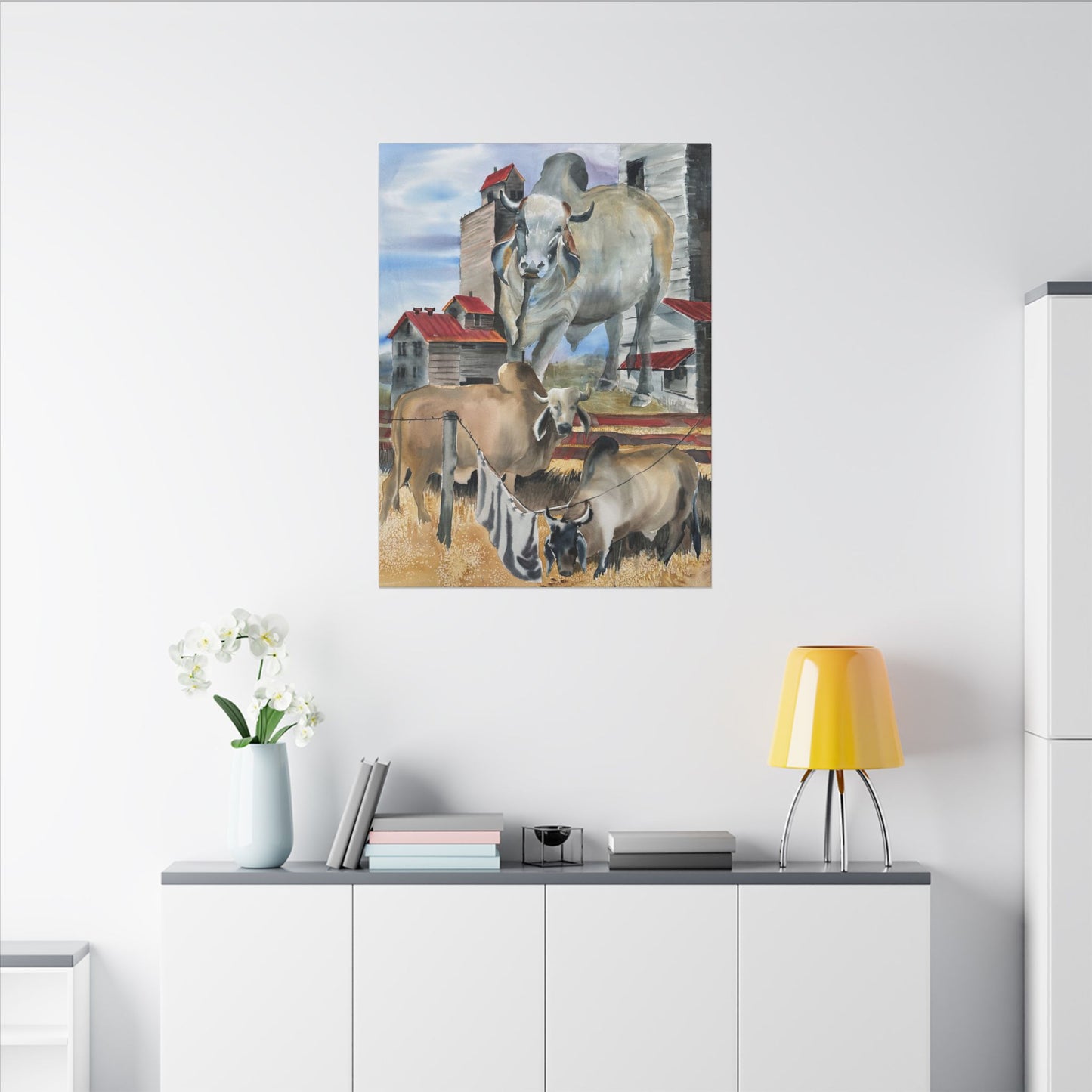 Rustic Farm Cattle Canvas Print — Pastoral Barnyard Wall Art