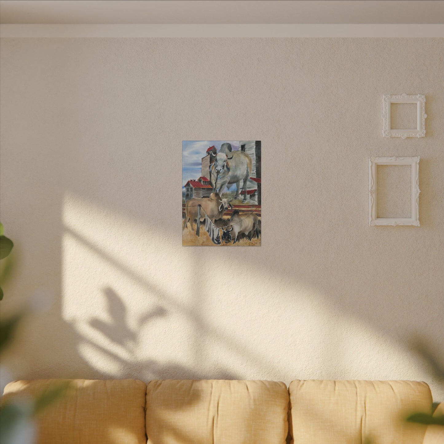 Rustic Farm Cattle Canvas Print — Pastoral Barnyard Wall Art