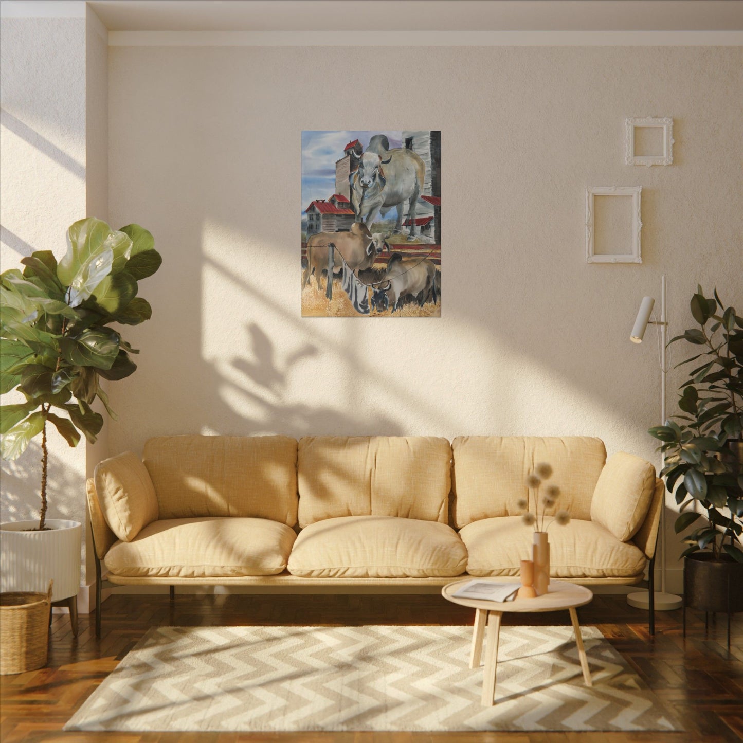 Rustic Farm Cattle Canvas Print — Pastoral Barnyard Wall Art