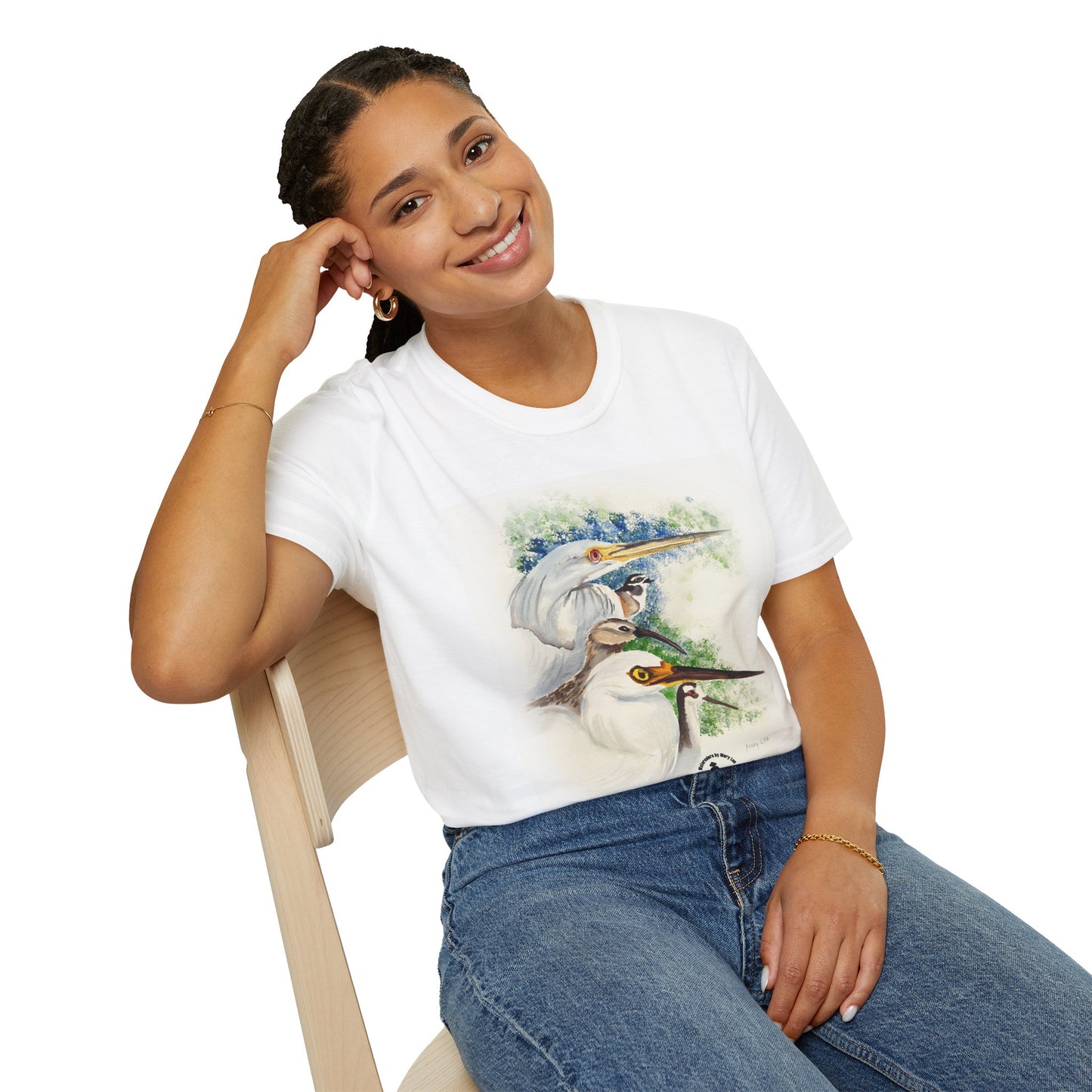 Heron Watercolor T-Shirt — Elegant Bird Art Tee