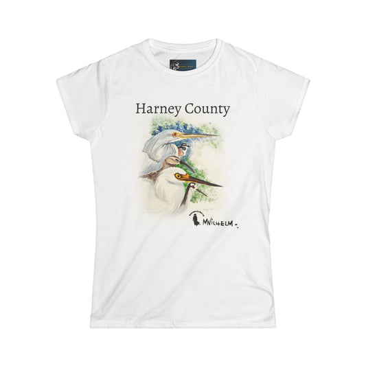 Women's Crane Design Tee — Classic White Crewneck T-Shirt