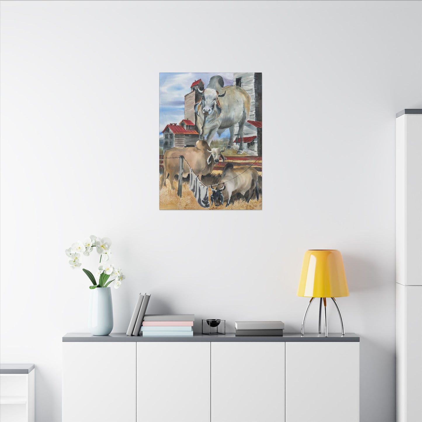Rustic Farm Cattle Canvas Print — Pastoral Barnyard Wall Art