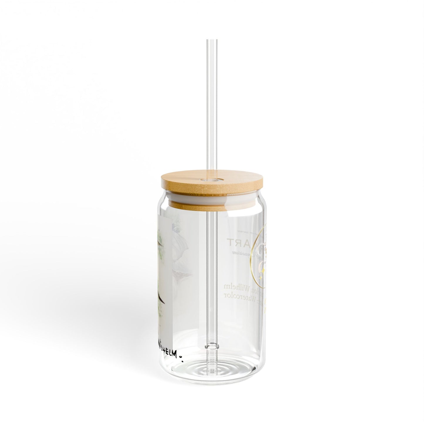 16oz Acrylic Sipper Glass with Bamboo Lid — Colorful Bird Watercolor Design